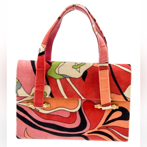 Emilio Pucci Handbags - Emilio Pucci Red and Orange Vintage Rare Top Handle Bag